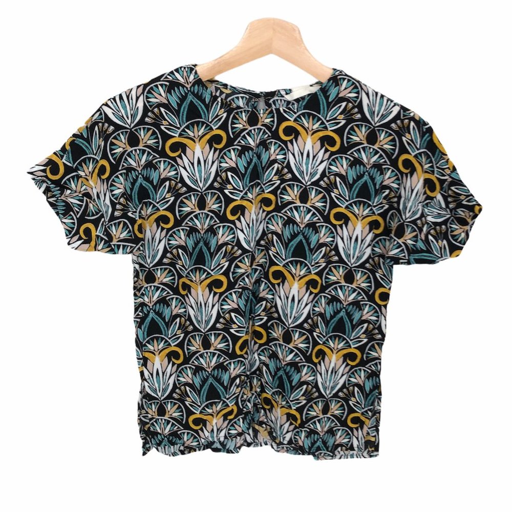 H&M tribal print short sleeve top size 2